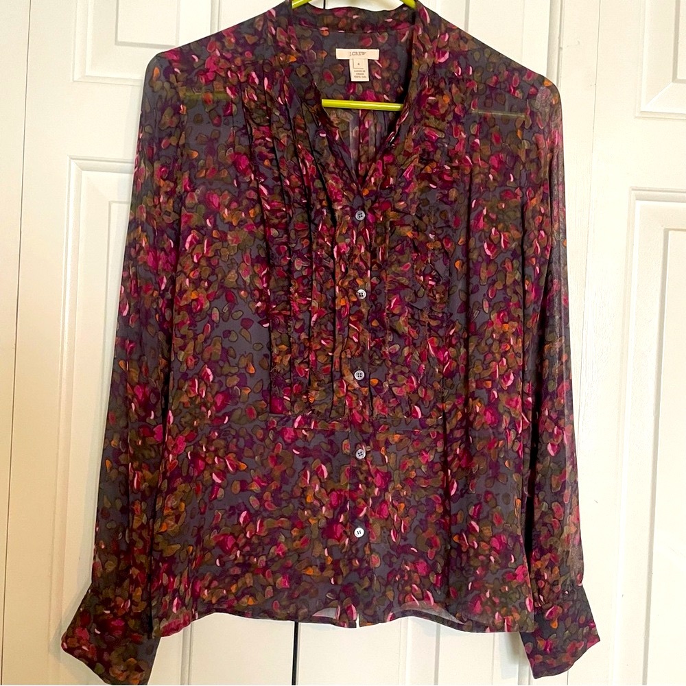 Silk Floral Chiffon Blouse - Multicolor